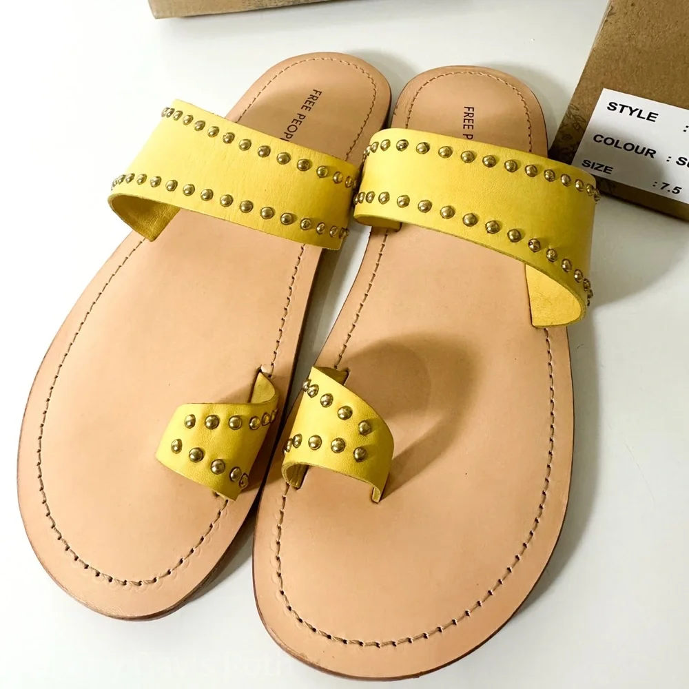 Free People Amelie Tiny Stud Sandal in Sun Butter size 7.5 New in Box
